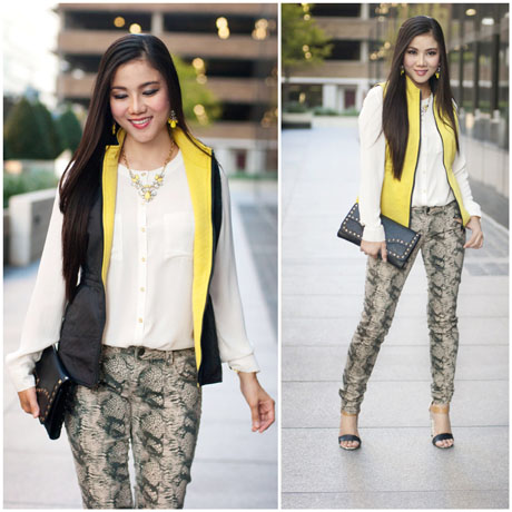 Snakeprint Skinny Jeans for Fall