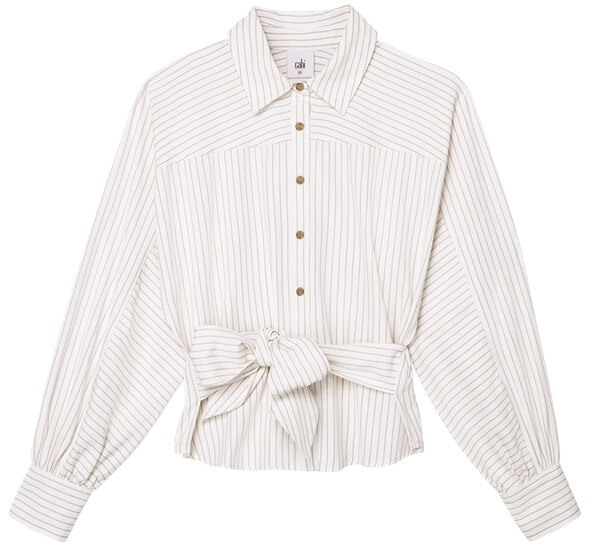 Tied-Up Shirt in Taupe Stripe
