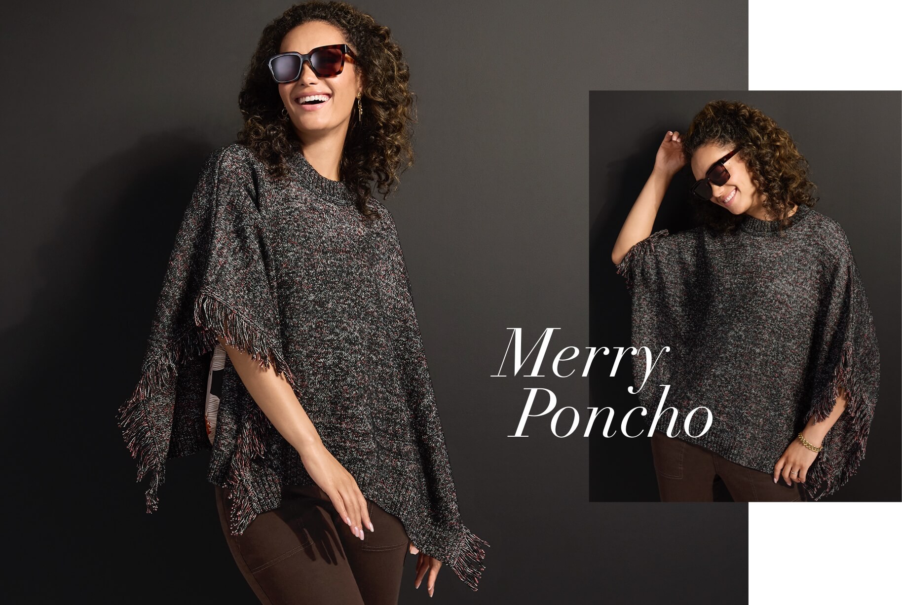 Merry Poncho in Toasted Almond, Compass Pant in Chocolate