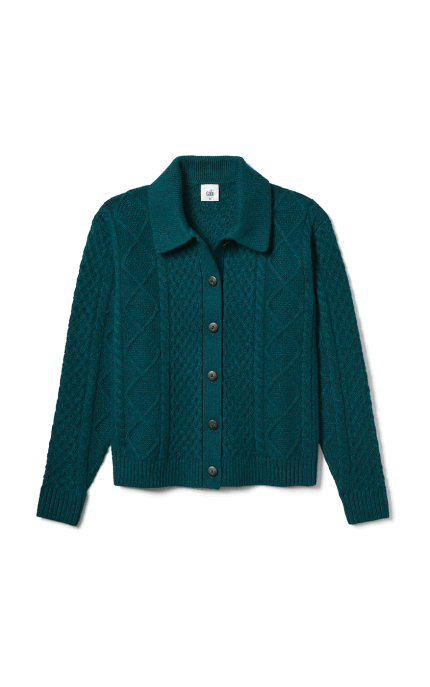 Peacock Cardigan in Deep Teal